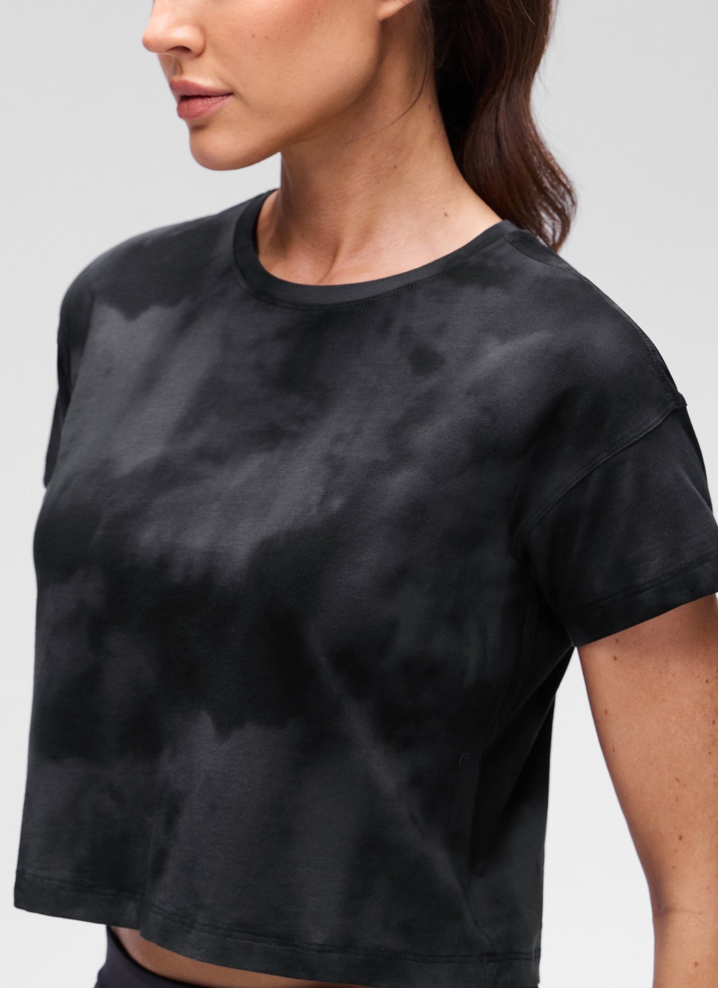 Pima Cotton Crew Neck Cropped Short Sleeve