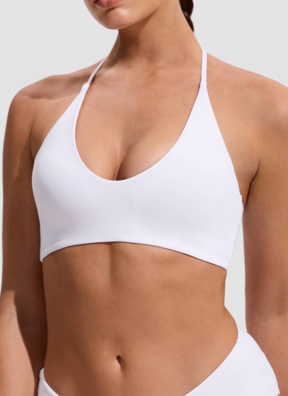 Halter Crewneck Self Tie Bikini Top