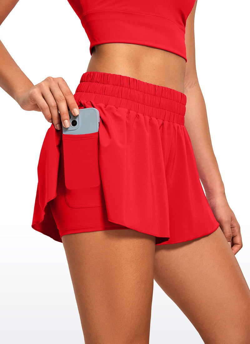 Feathery-Fit Soft 2 in 1 Flowy Shorts 3''