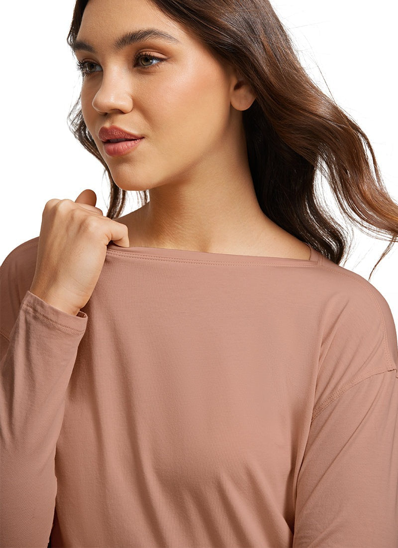 Pima Cotton Boat Neck Long Sleeve