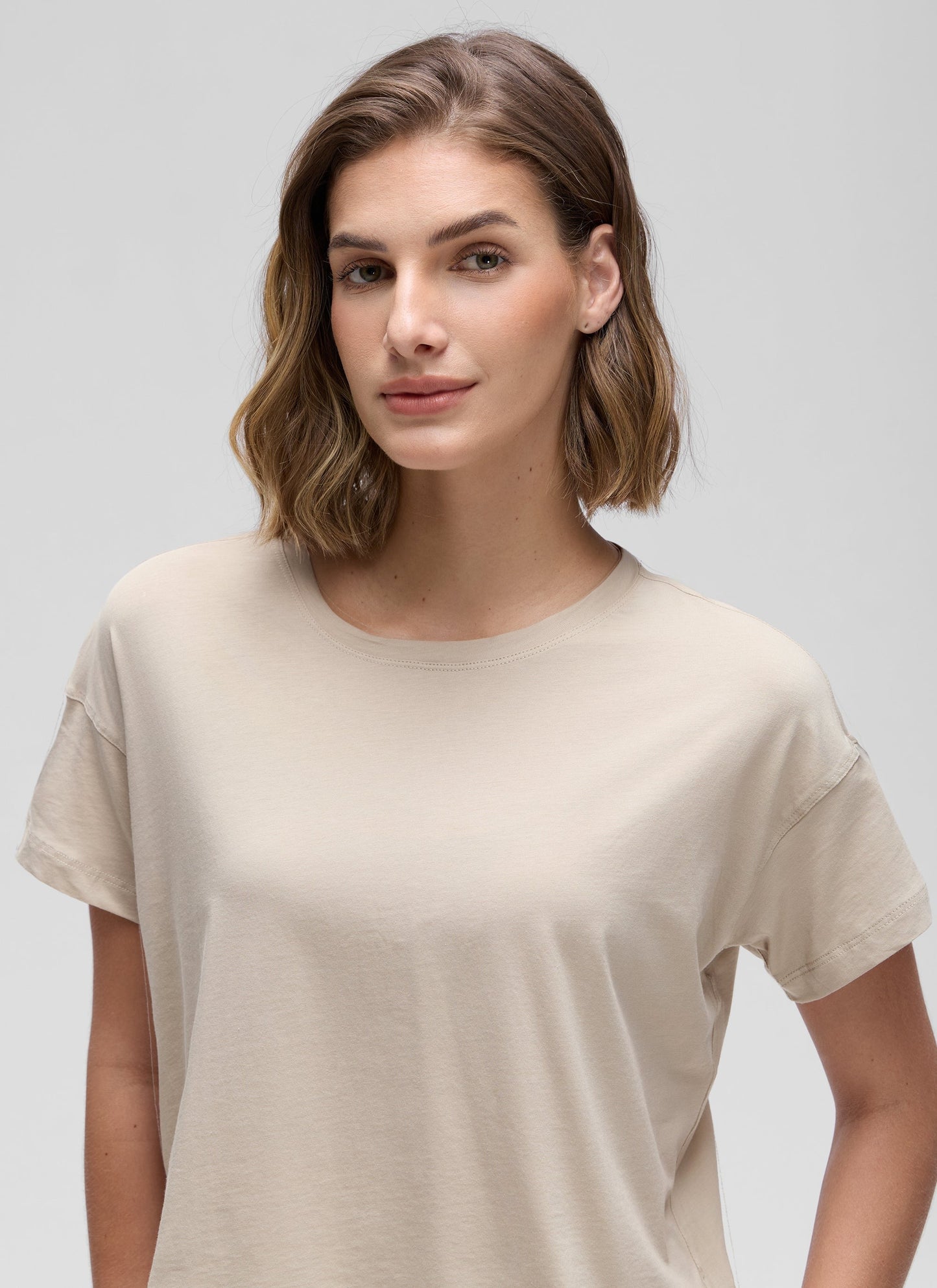 Pima Cotton Crew Neck Cropped Short Sleeve