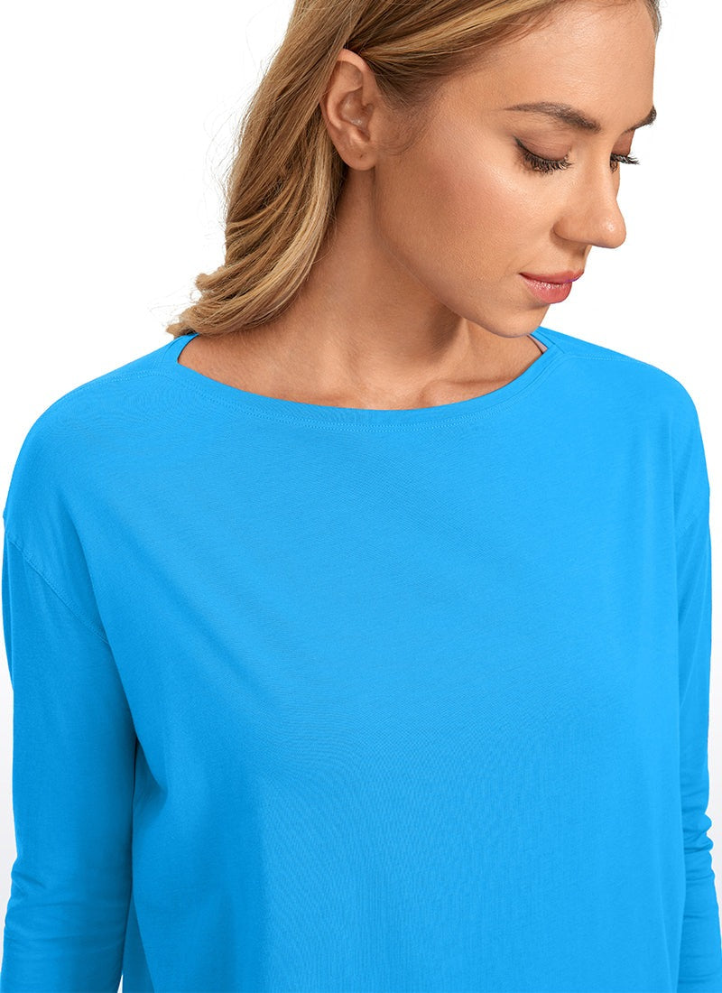 Pima Cotton Boat Neck Long Sleeve