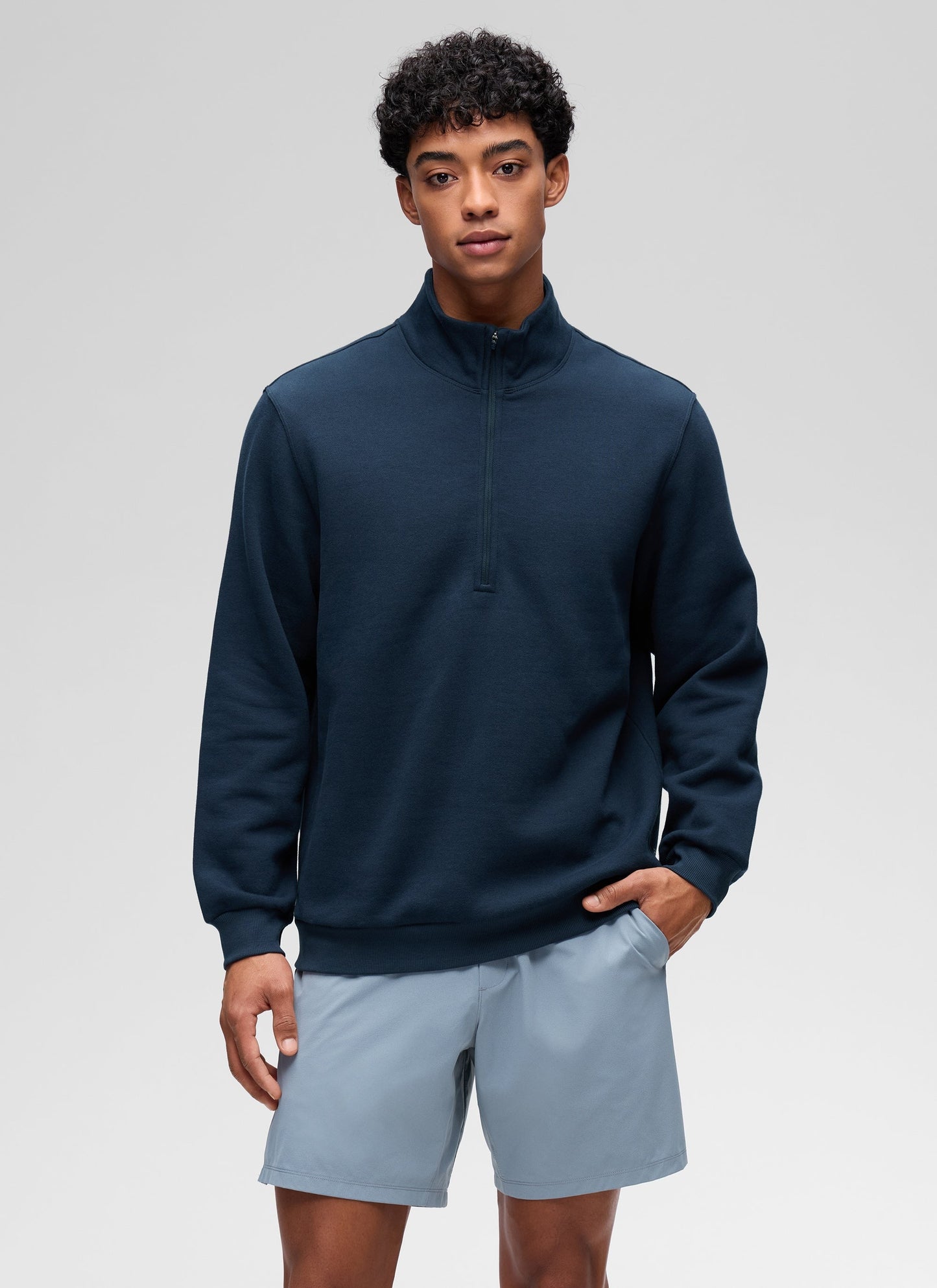 Fleece Lined Half Zip Sweatshirts Mock Neck