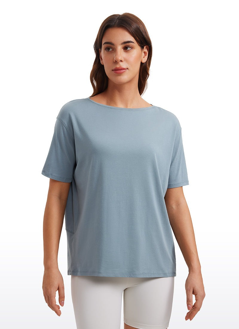Pima Cotton Boat Neck Short Sleeve