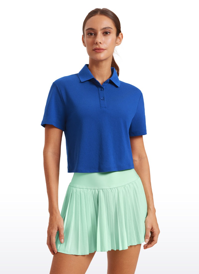 3 Button Collared Cropped Quick Dry Polo