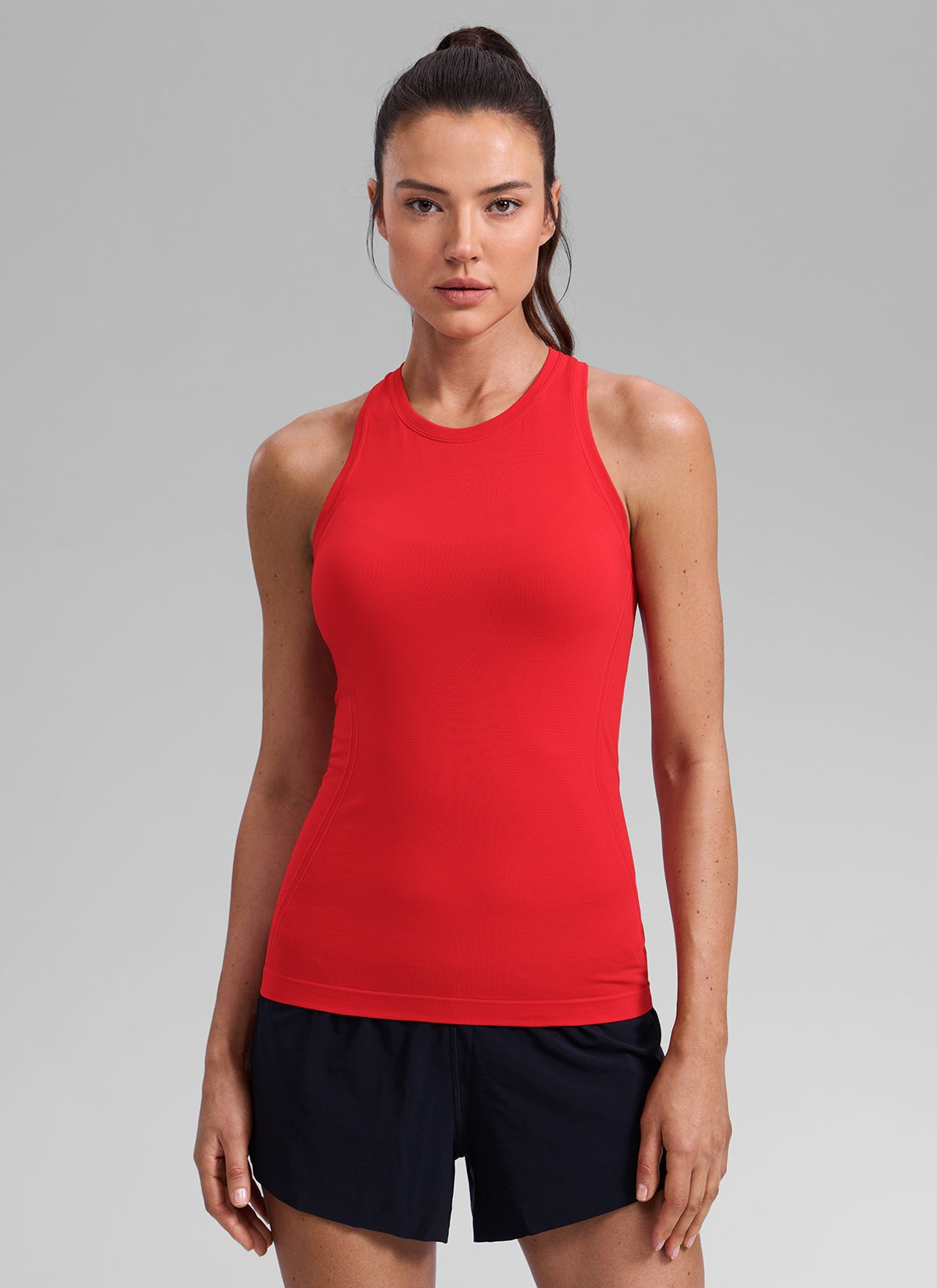 Seamless Racerback High Crewneck Hip Tank