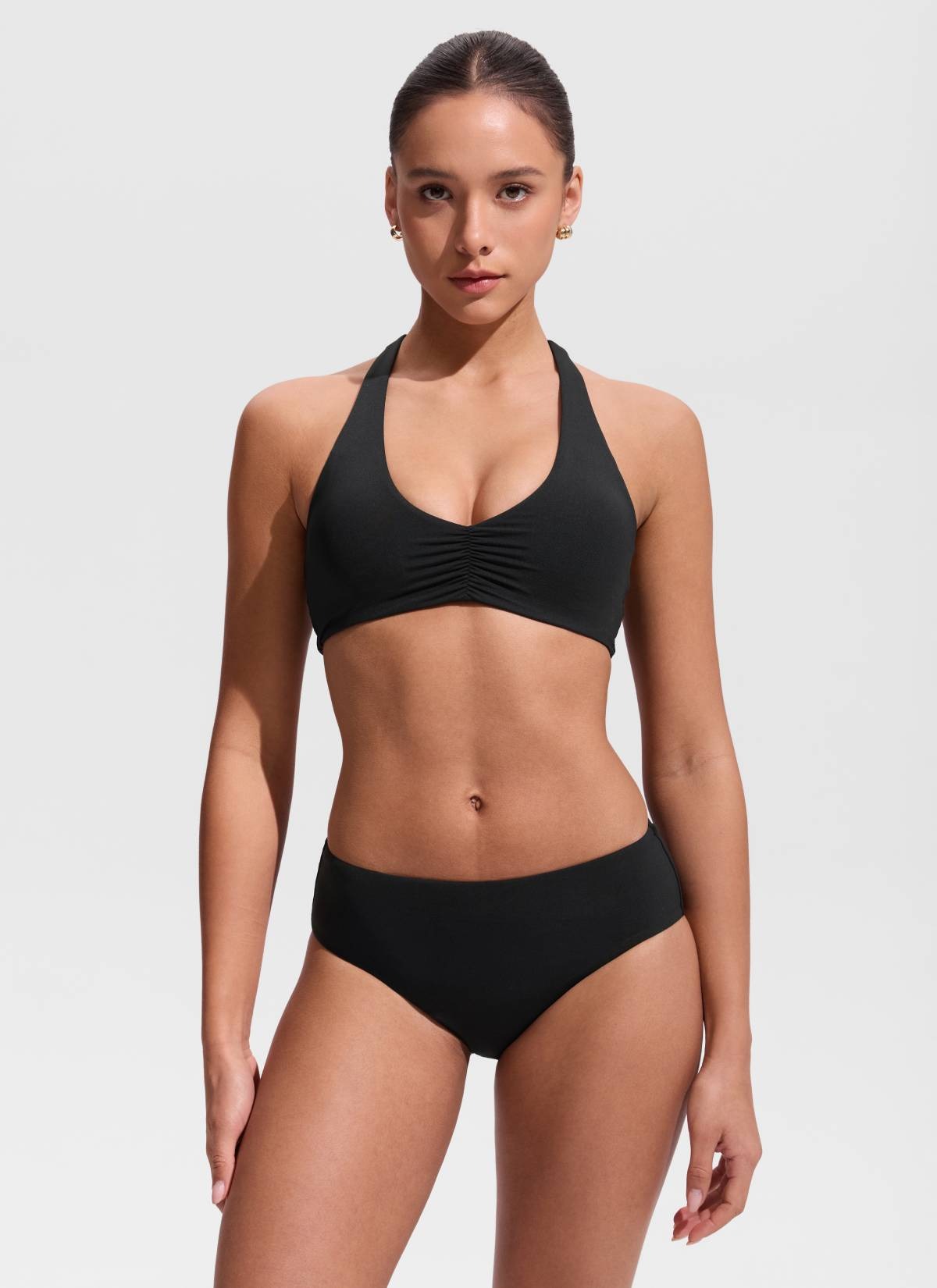 Ruched Front Halter Bikini Top