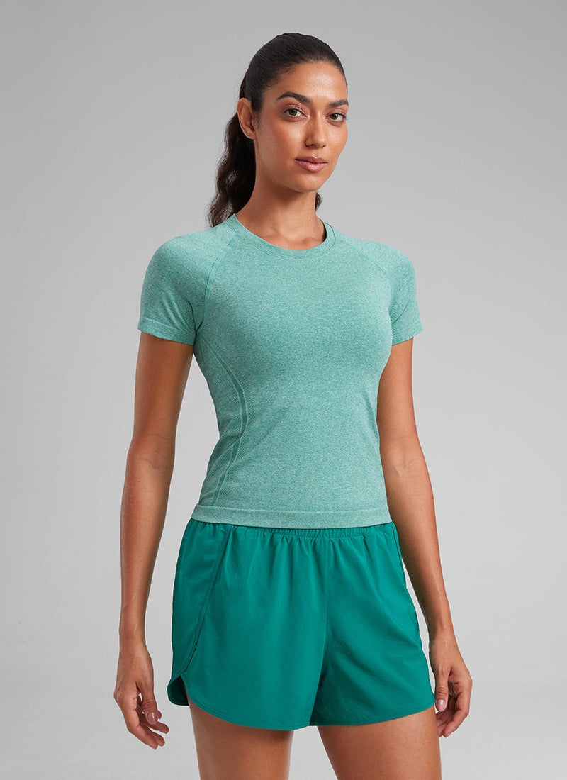 Seamless Waist Length Crewneck Short Sleeve