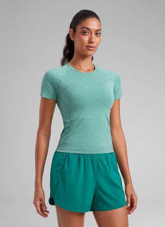 Seamless Waist Length Crewneck Short Sleeve