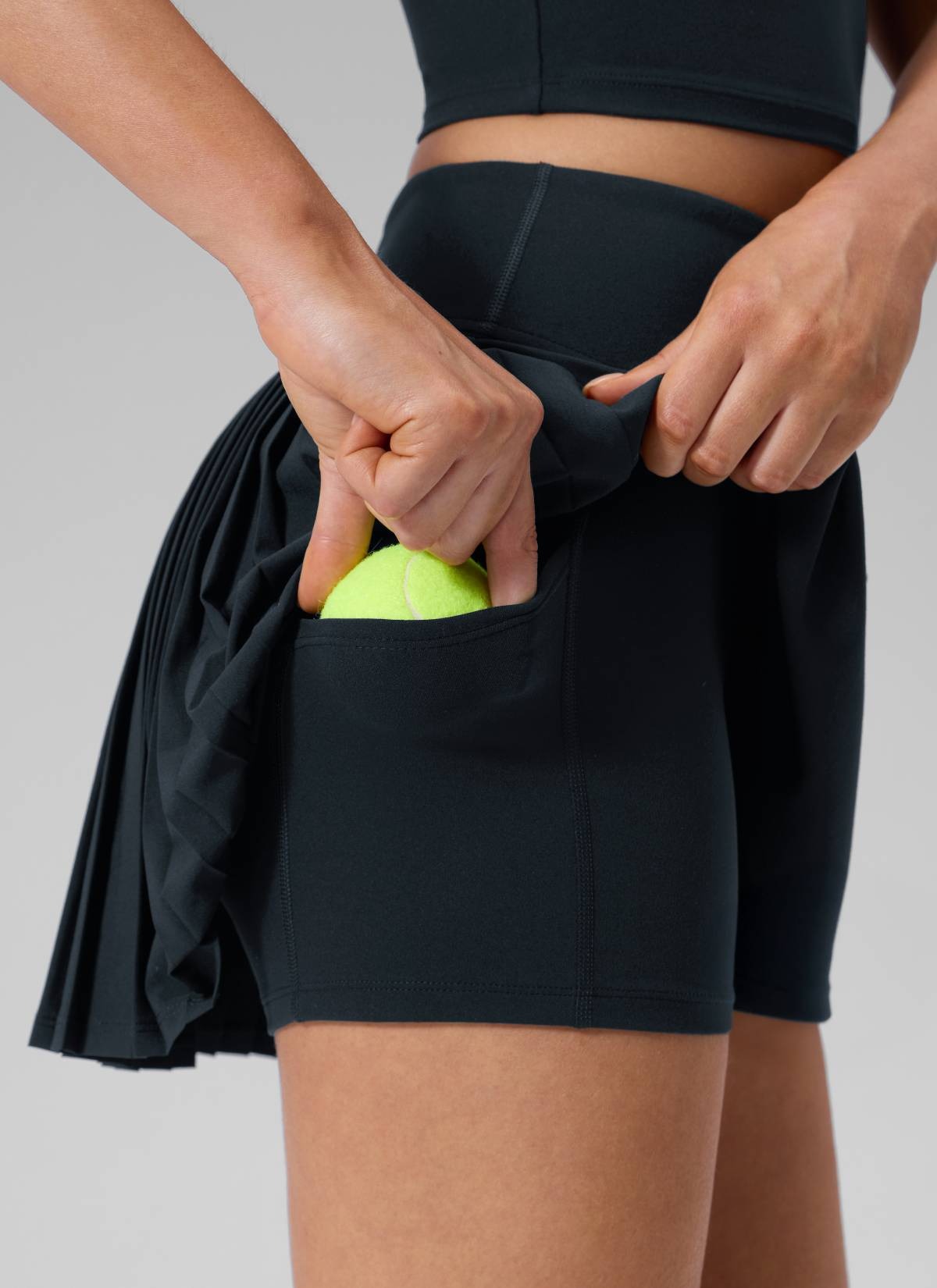 Dual-fabric Pleated Back Mini Tennis Skirt
