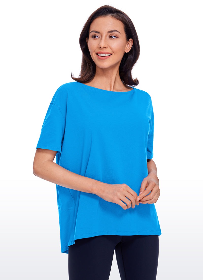 Pima Cotton Boat Neck Short Sleeve