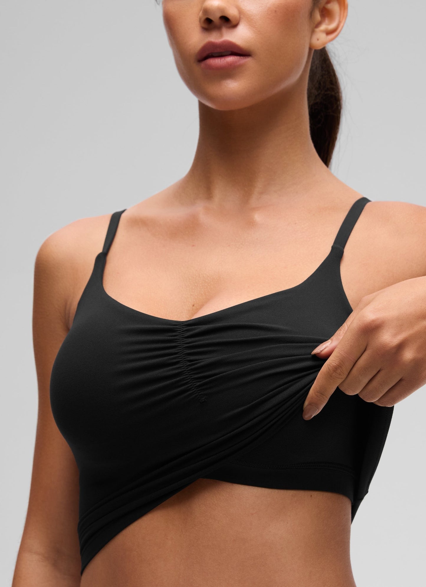 Butterluxe V Neck Ruched Built in Bra Tank