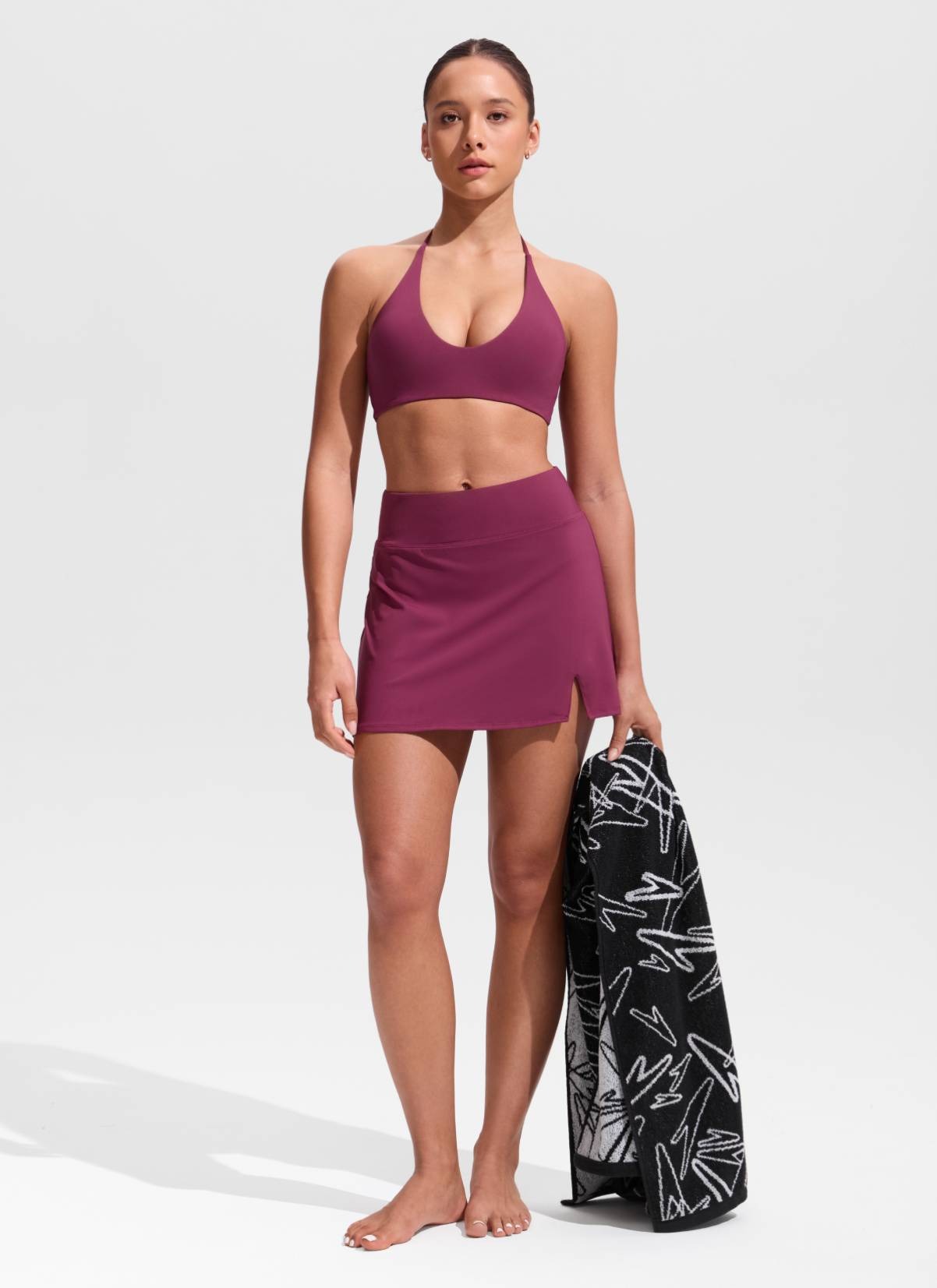 A Line Side Split Built in Brief Swim Skirt