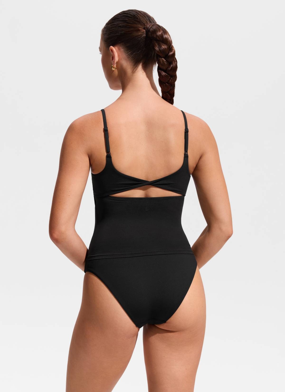 U Neck Twist Back Tankini Top
