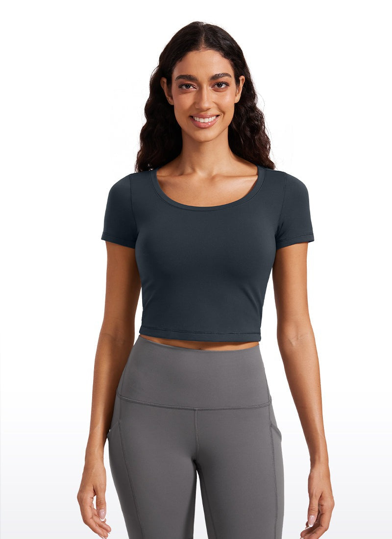 Butterluxe Scoop Neck Cropped Short Sleeves