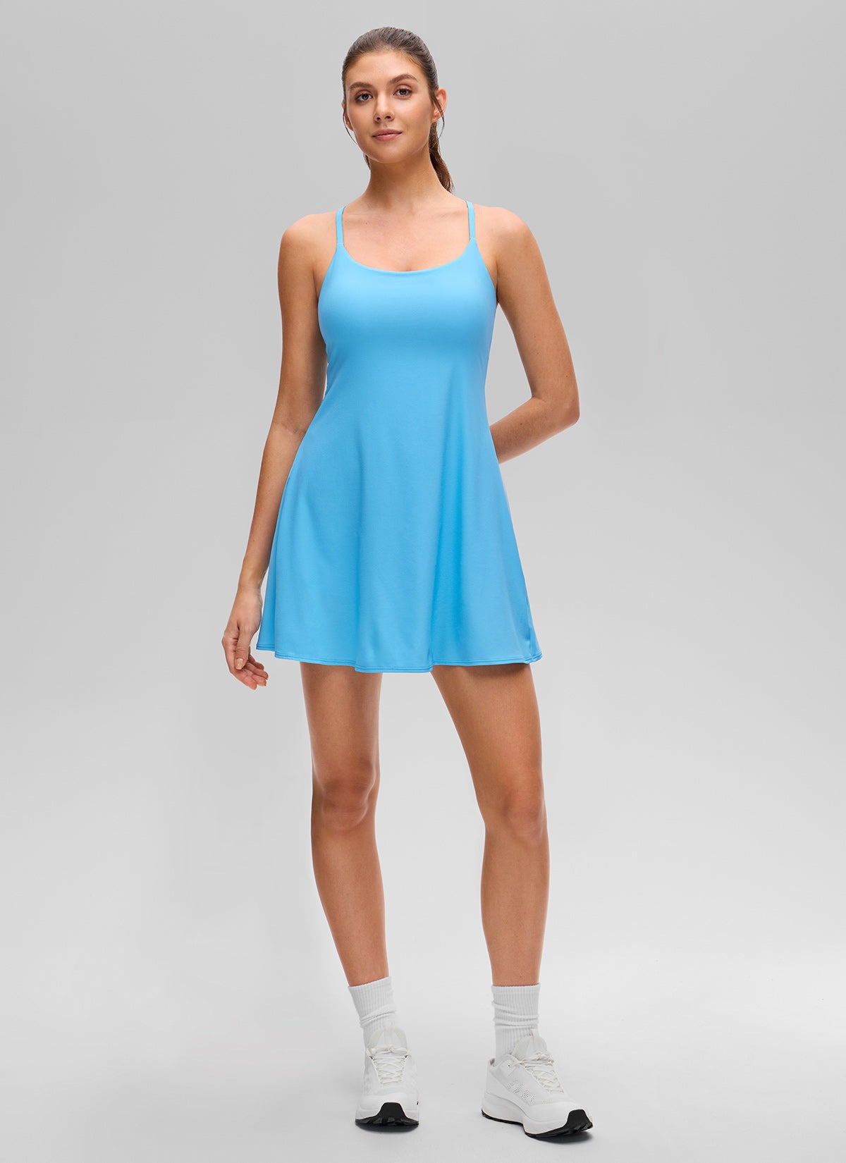 Feathery-Fit Drapey Built in Bra Liner Dress