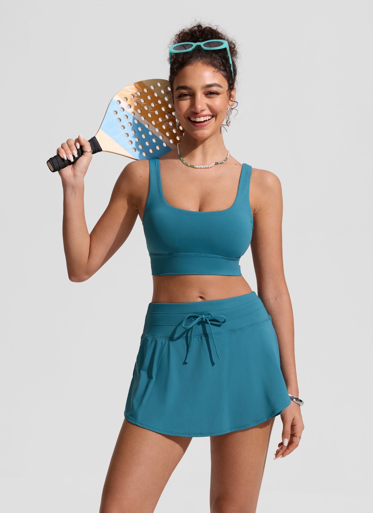 High Rise Zip Pocket Ruffle Swim Board Shorts