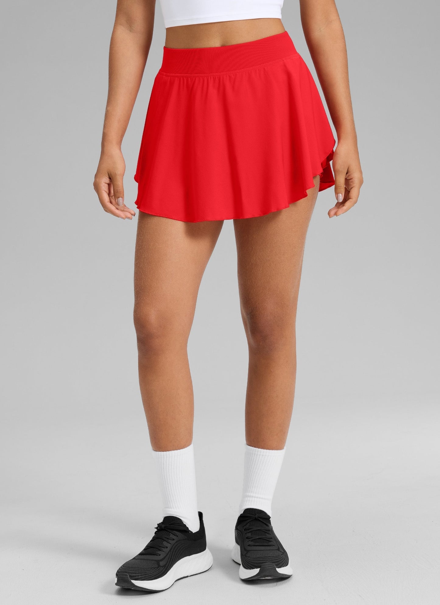 Feathery-Fit Drapey Side Slit Flowy Skirt 14''