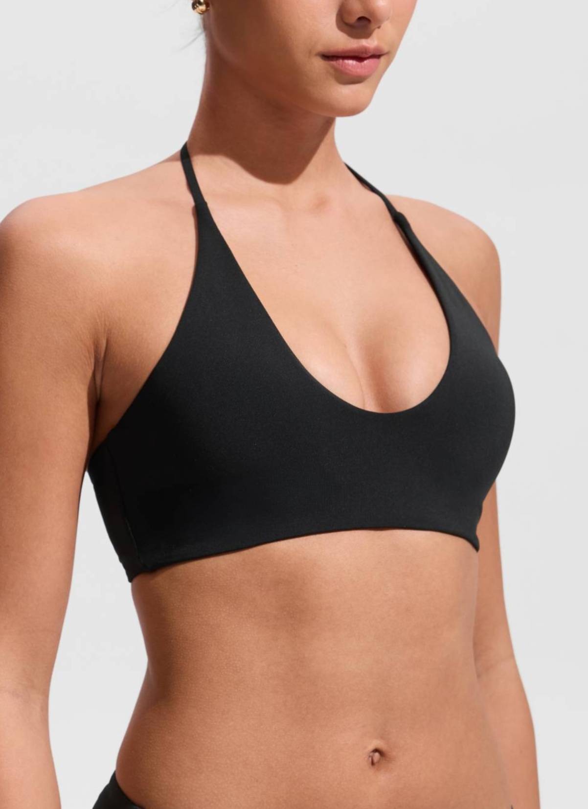 Halter Crewneck Self Tie Bikini Top