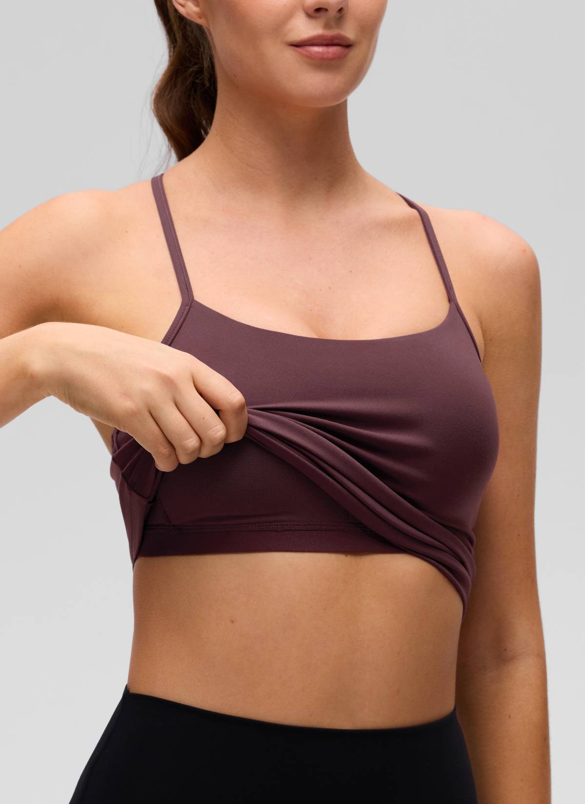 Butterluxe Waist Length Y Back Built in Bra Tank