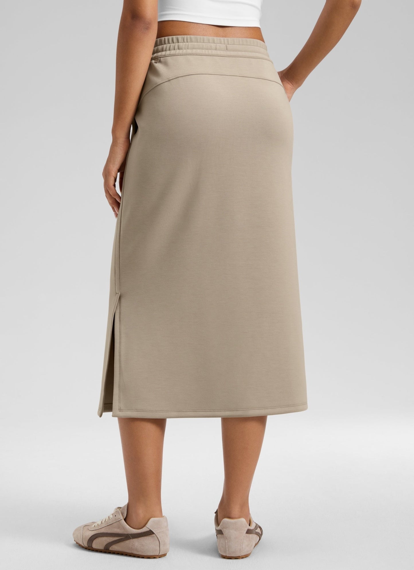 SoftAura Side Slit Hem Midi Pencil Skirt
