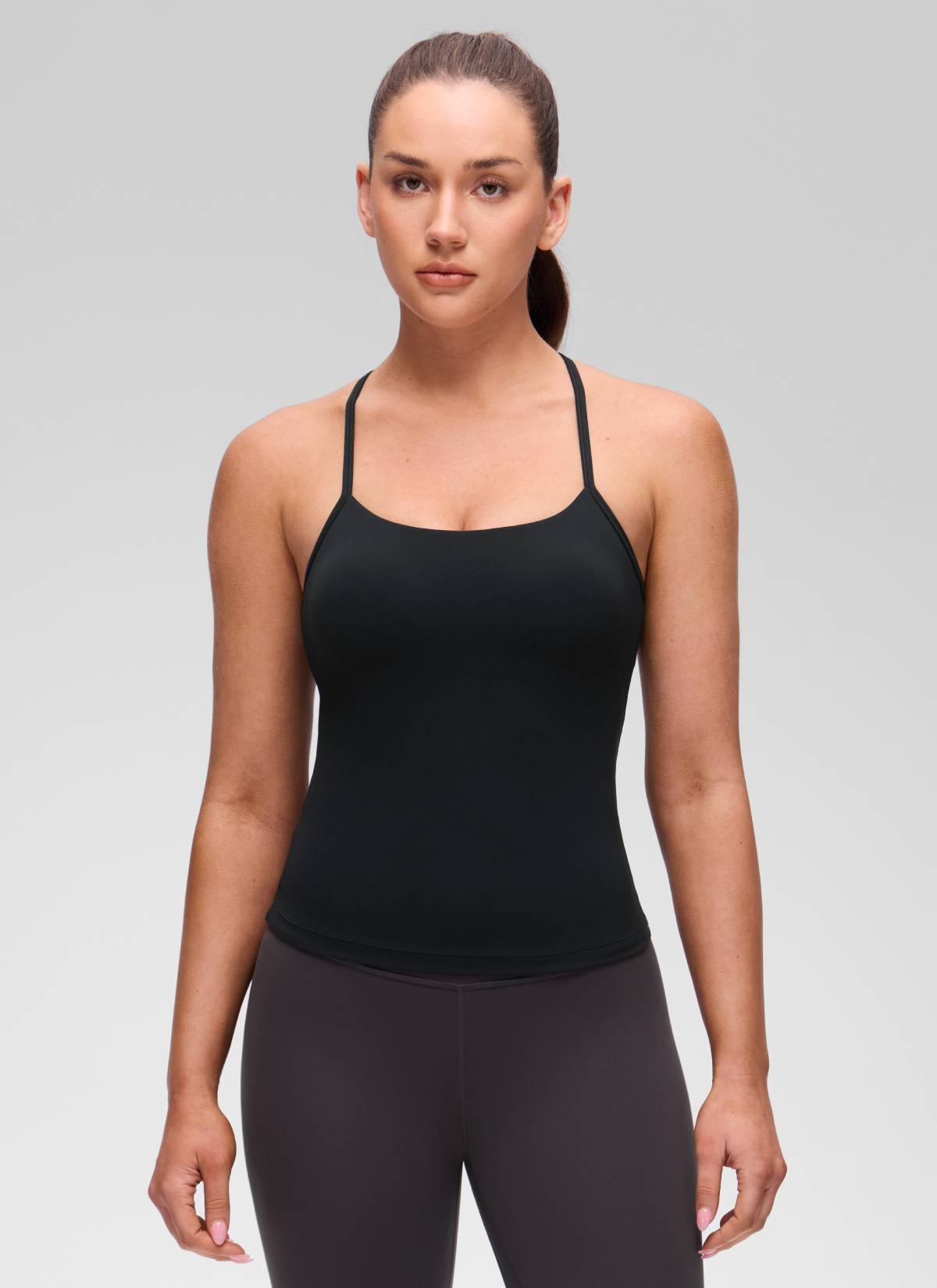 Butterluxe Waist Length Y Back Built in Bra Tank