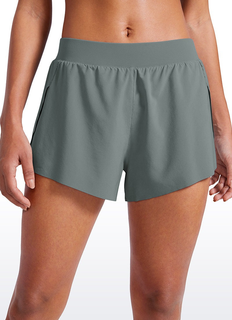 Feathery-Fit Soft Low Waisted V Split Mesh Lined Shorts 2.5''