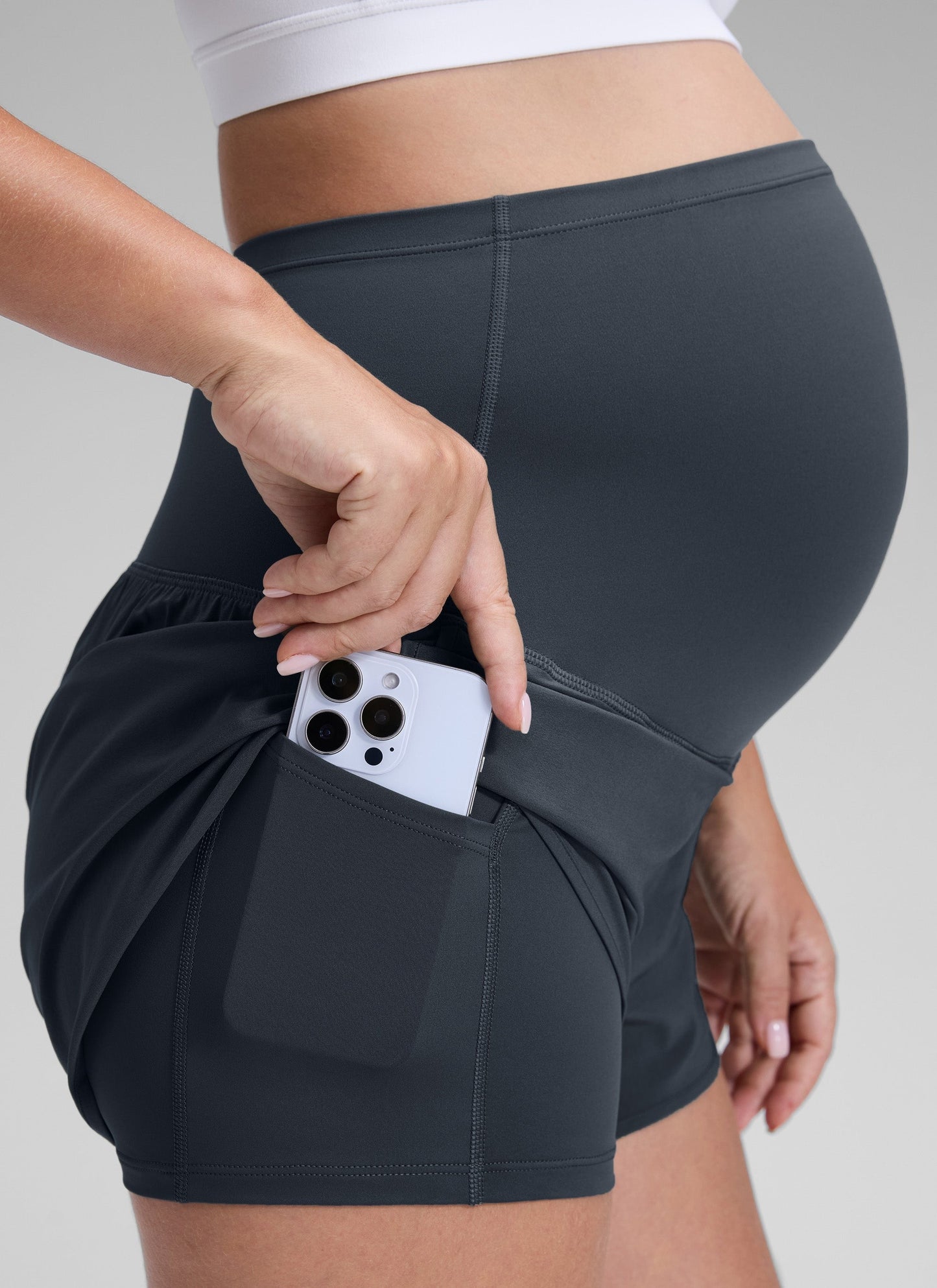 Feathery-Fit Soft 2 in 1 Maternity Shorts 3''
