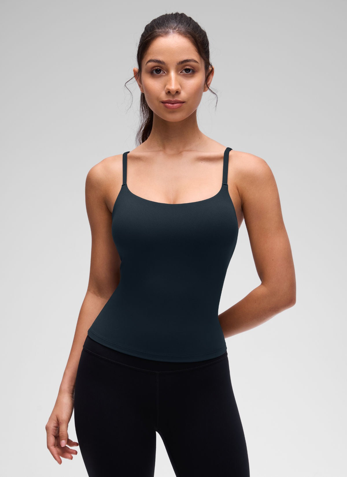 Softretch U Back Waist Length Built in Bra Tank