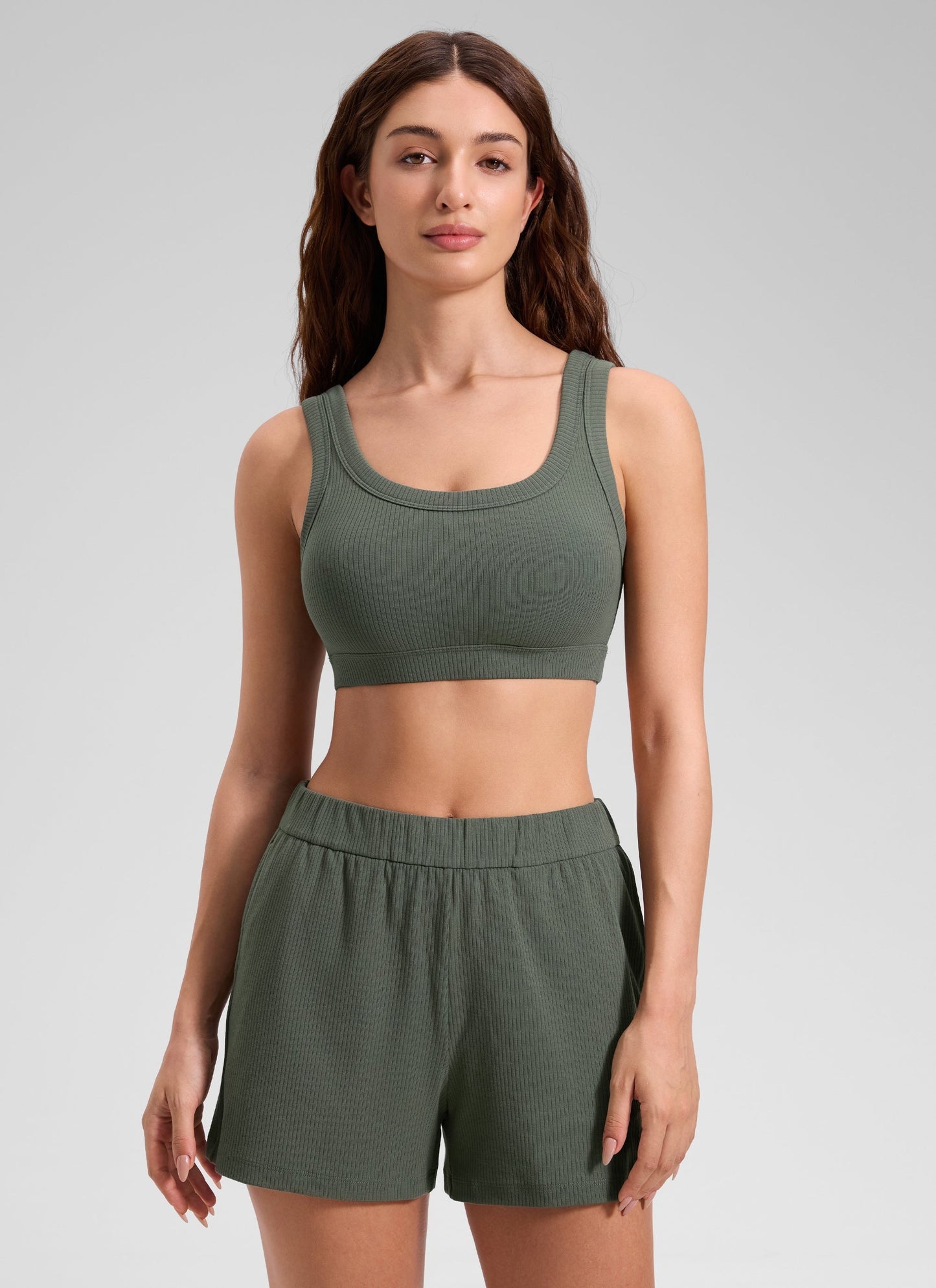 Ribbed U Back Sports Bra