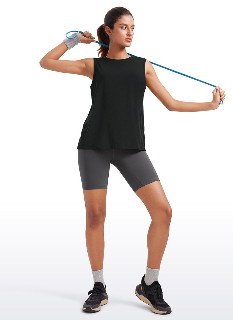 Pima Cotton Hip Length High Neck Tank