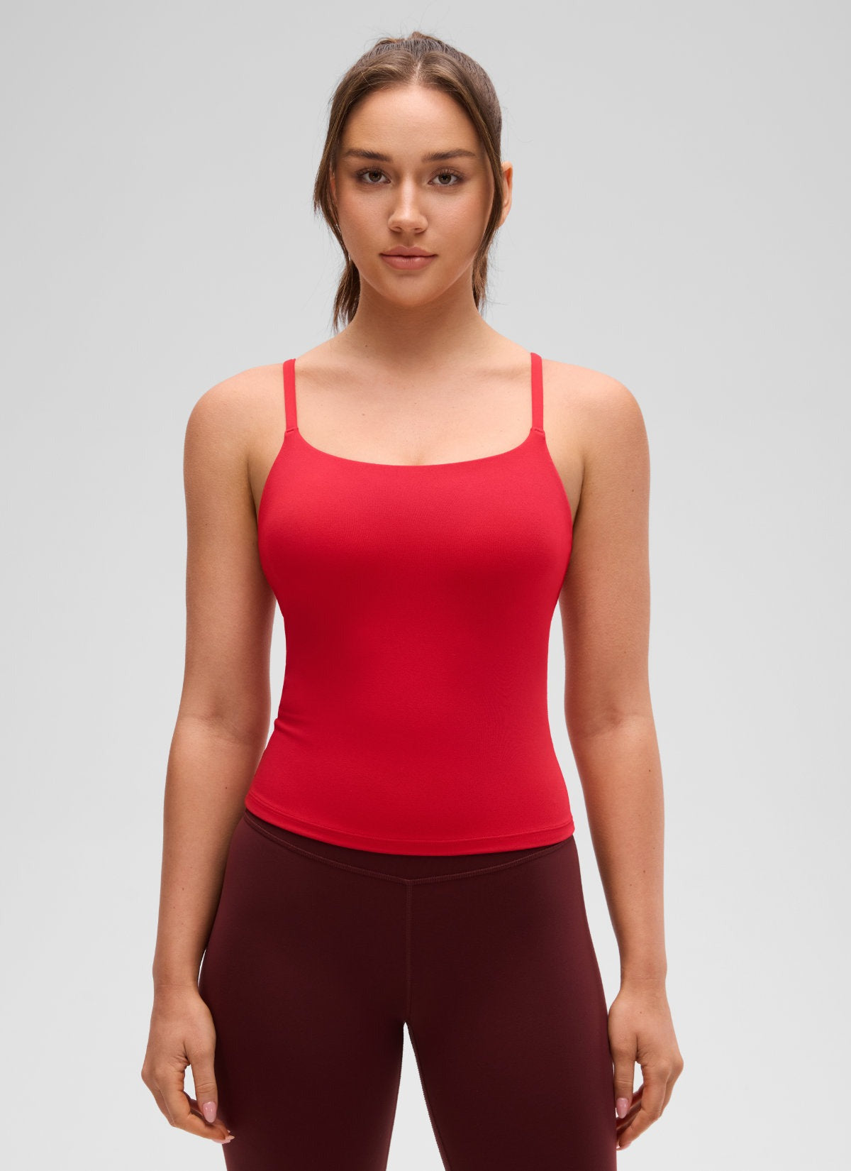 Softretch U Back Waist Length Built in Bra Tank