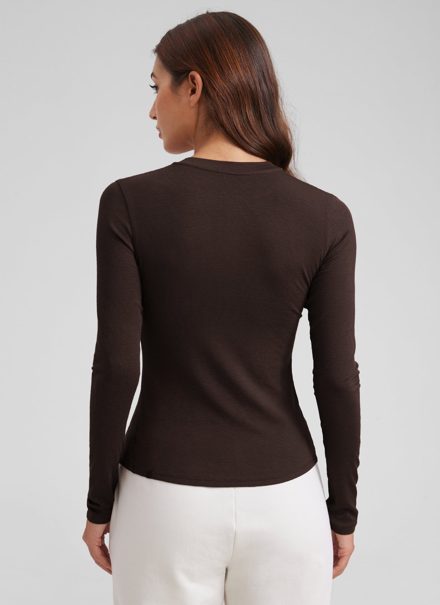 Ribbed Modal Henley Long Sleeve