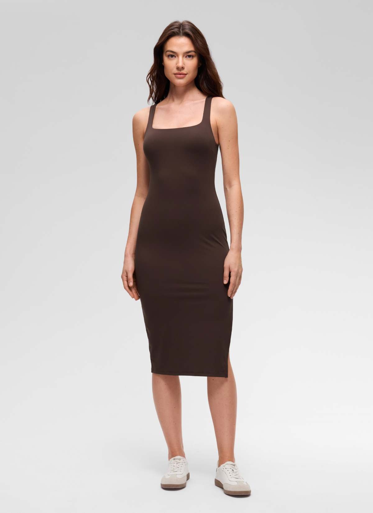 Butterluxe Square Neck Side Split Midi Dress