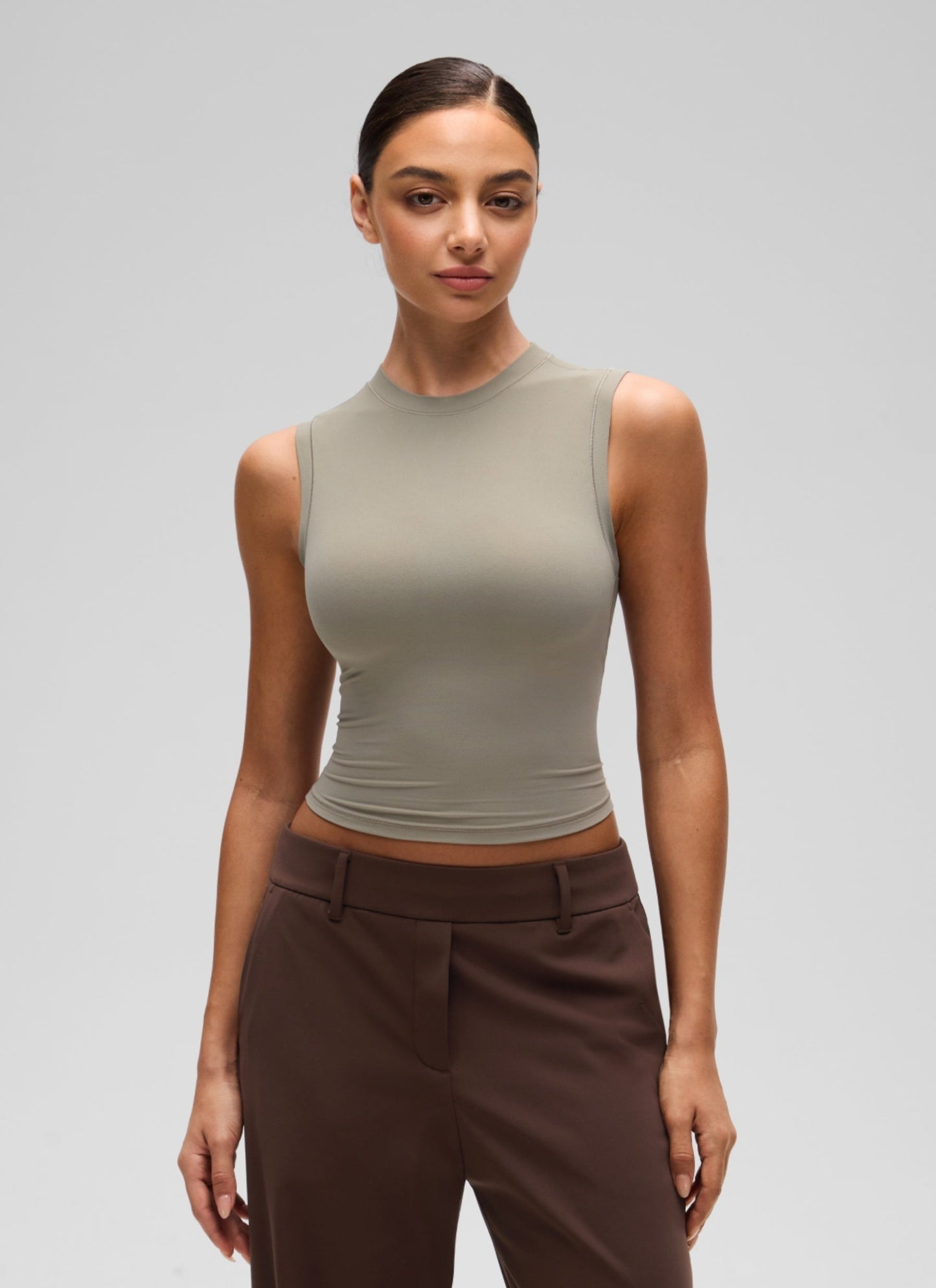 Softembrace High Neck Basic Crop Tight Tank