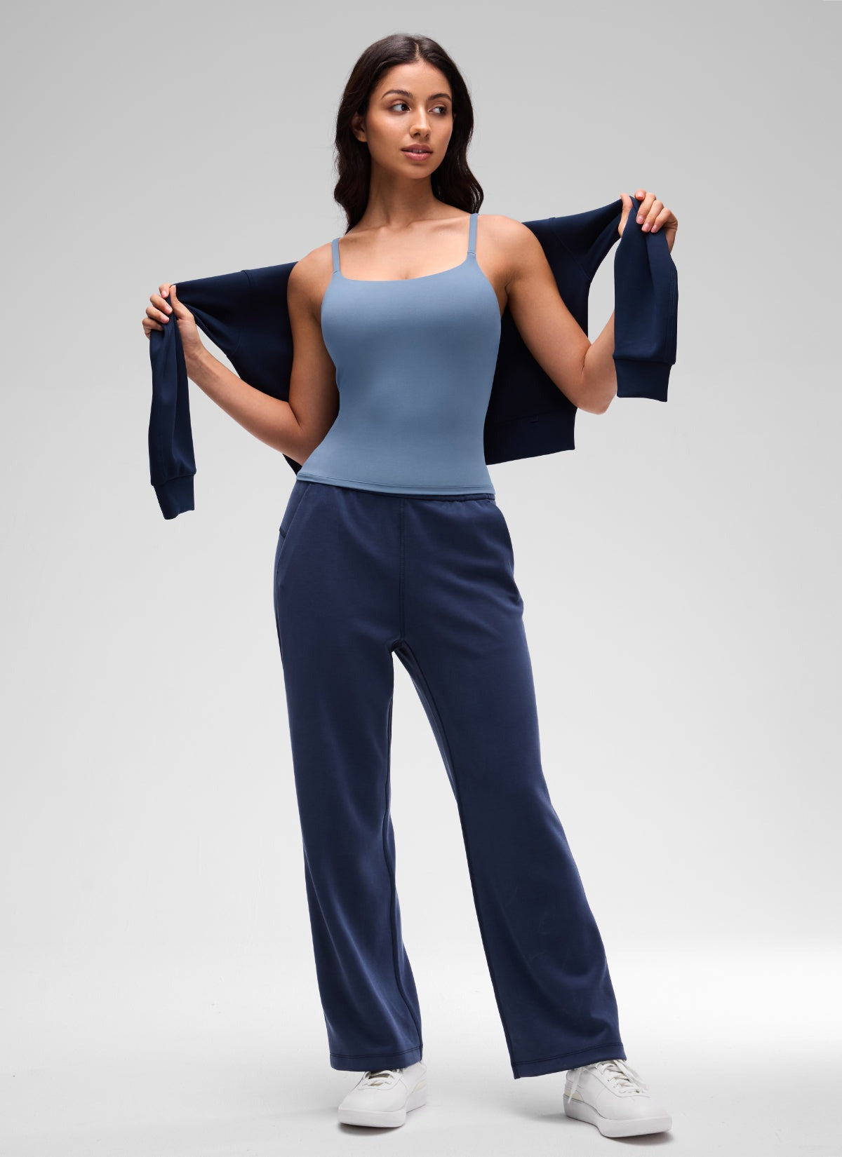 Softretch U Back Waist Length Built in Bra Tank