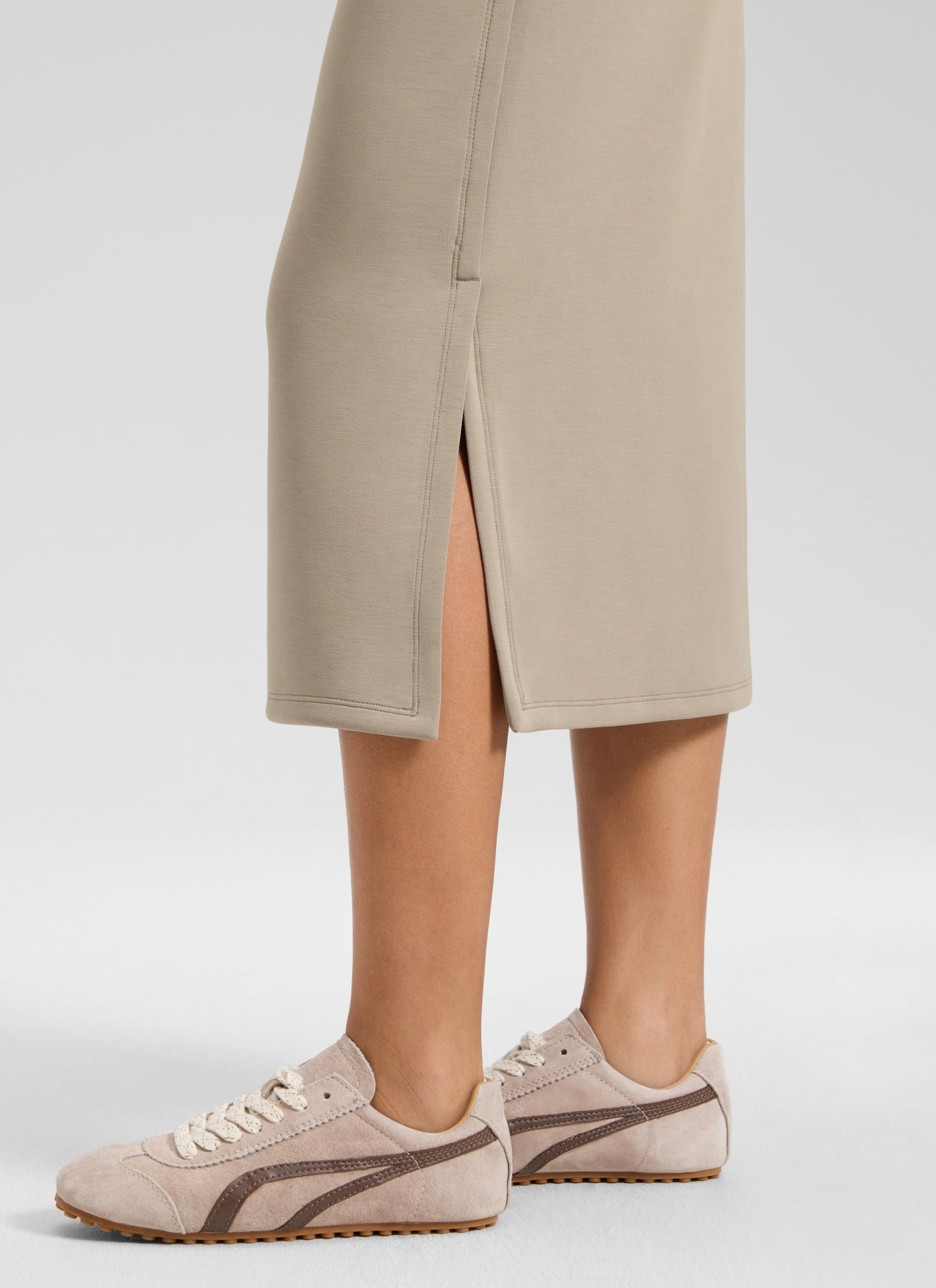 SoftAura Side Slit Hem Midi Pencil Skirt