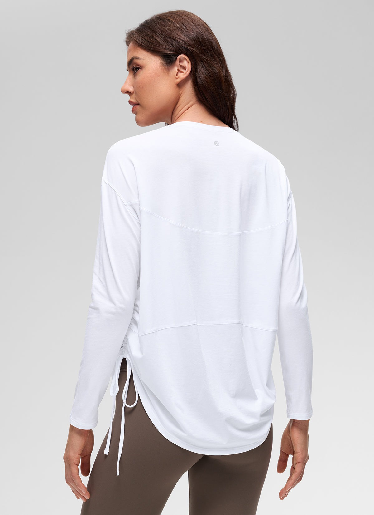Pima Cotton Hip Length Ruched Long Sleeve