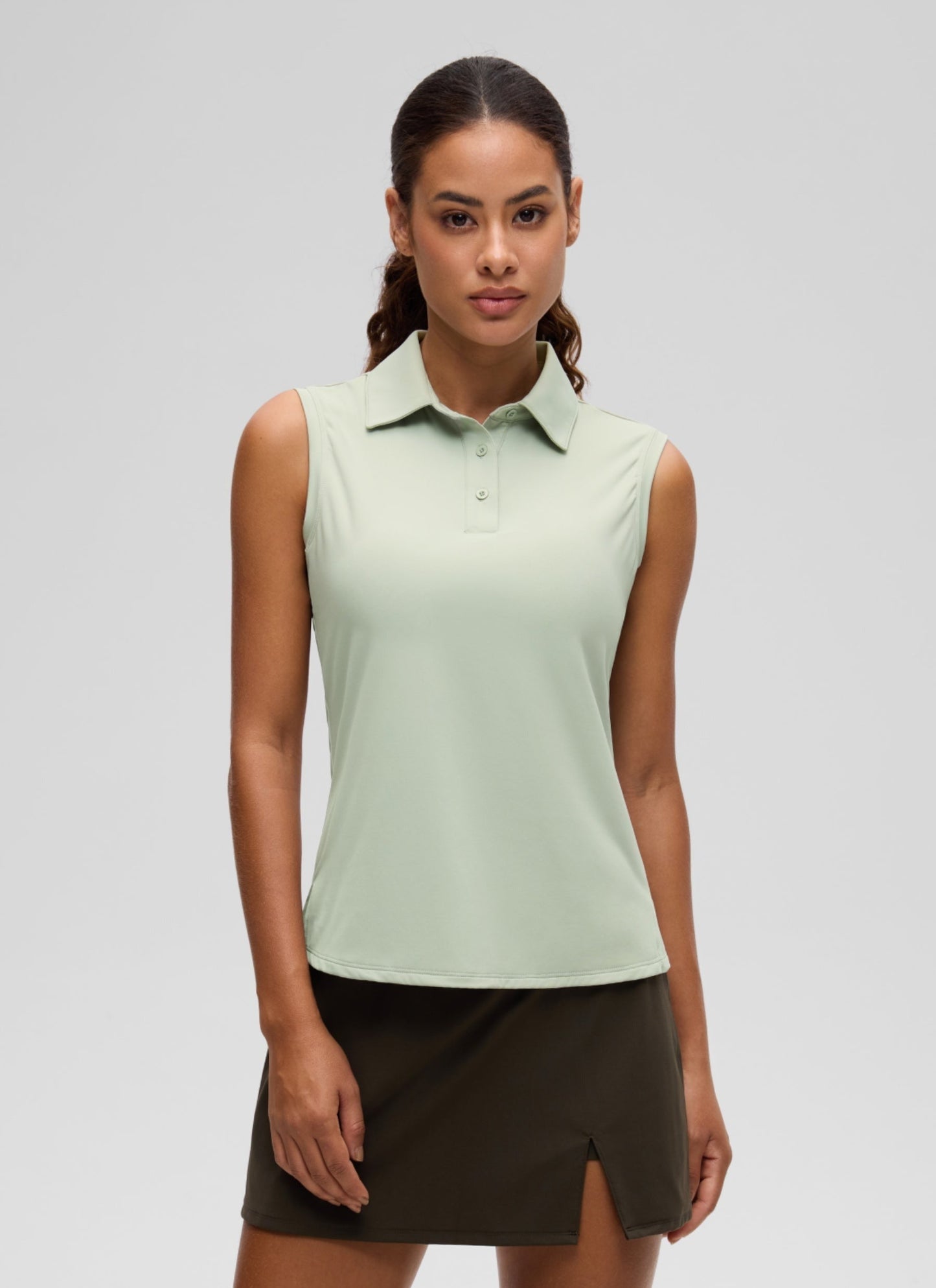 Hip Length Slim Fit Sleeveless Polo