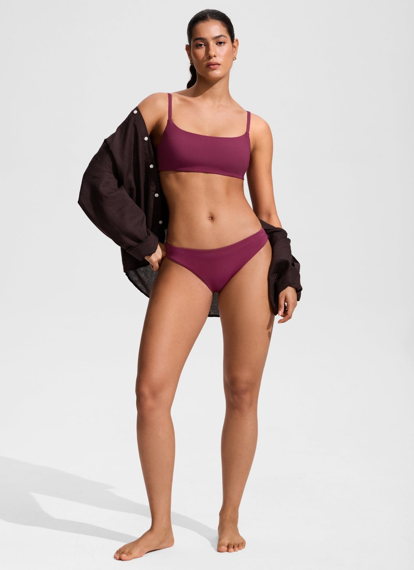 Scoop Neck Adjustable Strap Bikini Top