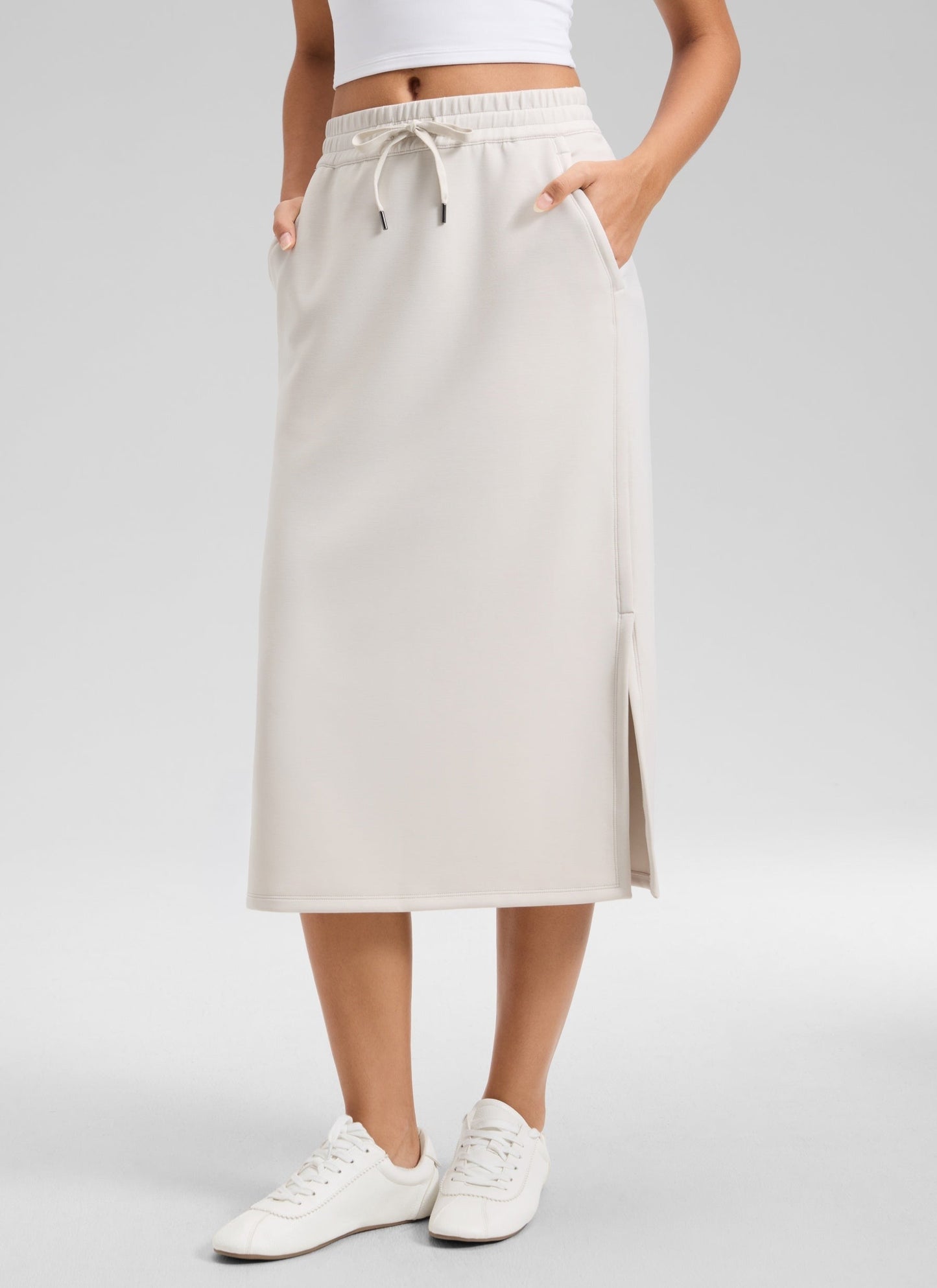 SoftAura Side Slit Hem Midi Pencil Skirt