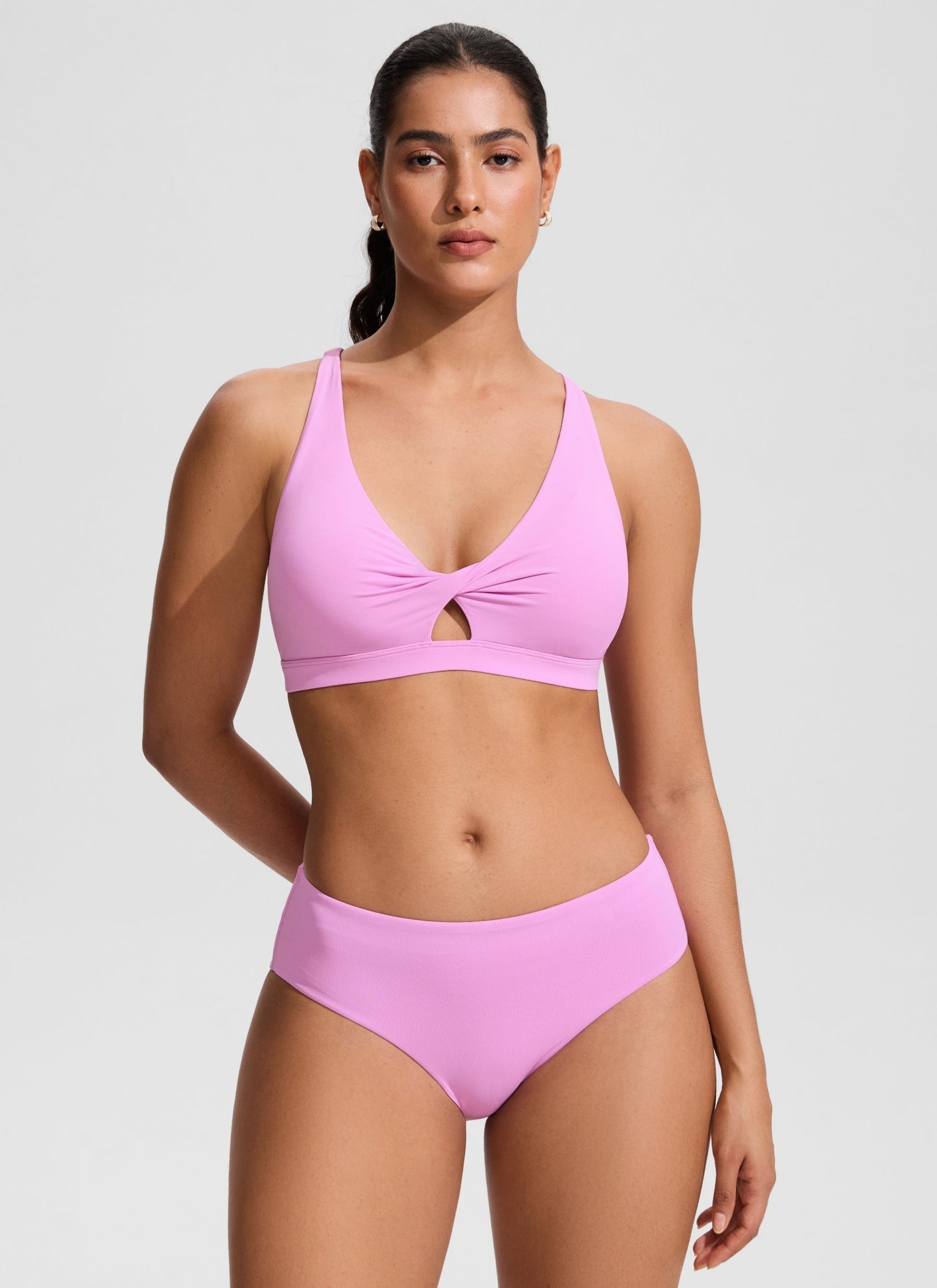 Twist Front Cut Out Cross Back Bikini Top