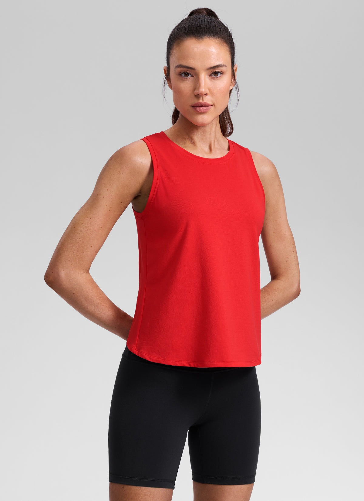 Poly Cotton-Blend Open Split Back Tank