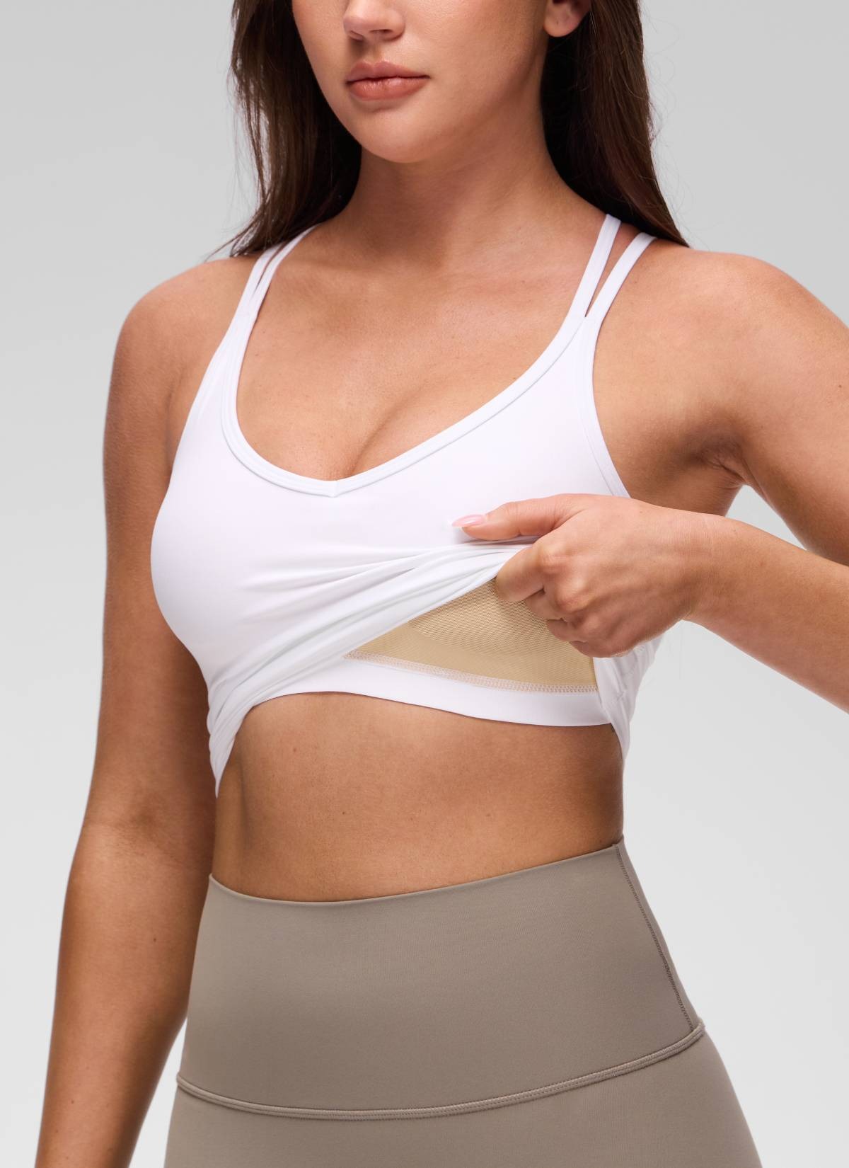 Butterluxe V Neck Cross Back Built in Bra Tank