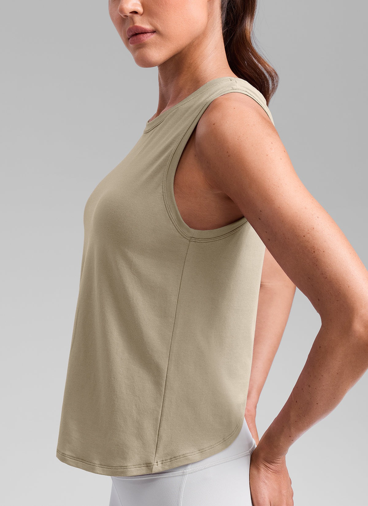 Poly Cotton-Blend Open Split Back Tank