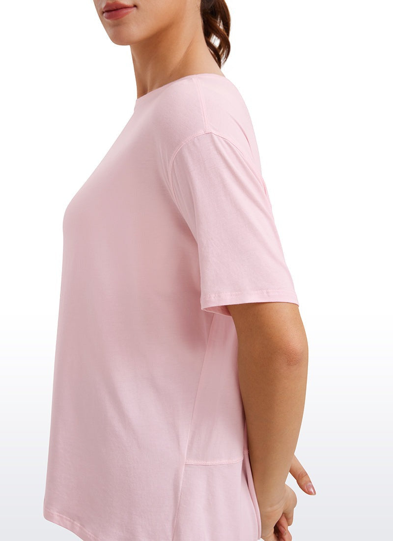 Pima Cotton Boat Neck Short Sleeve