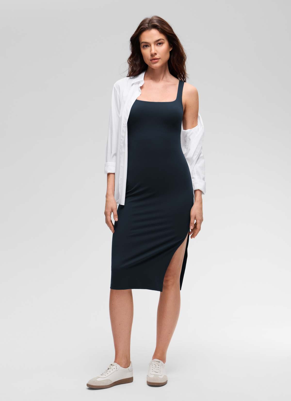 Butterluxe Square Neck Side Split Midi Dress