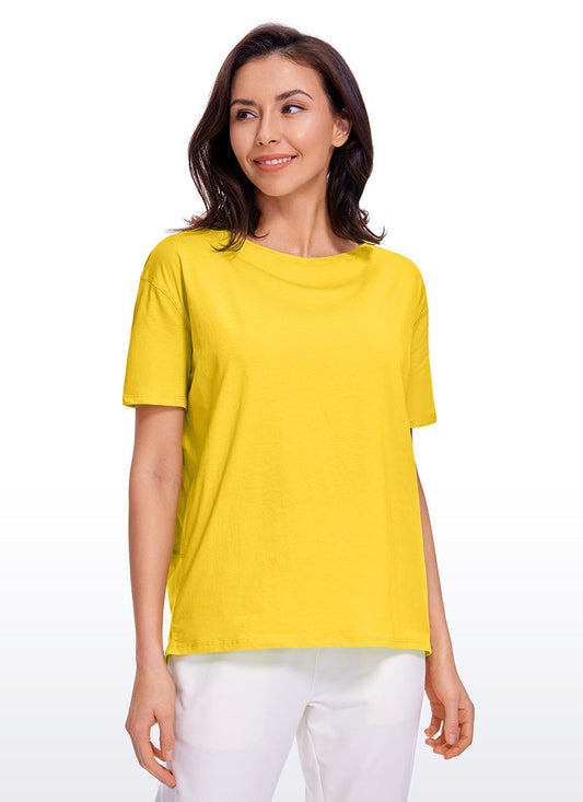 Pima Cotton Boat Neck Short Sleeve