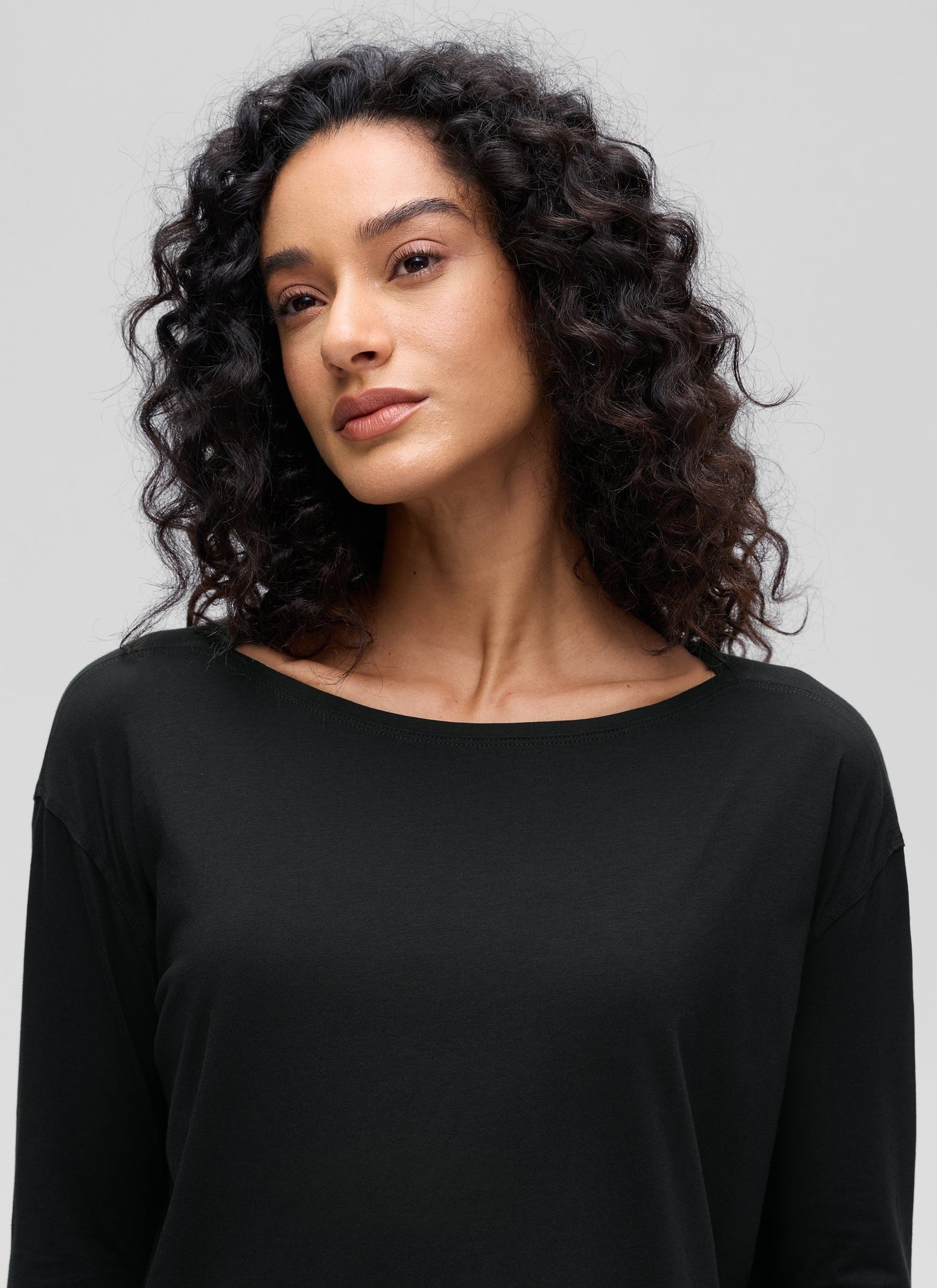 Pima Cotton Boat Neck Long Sleeve