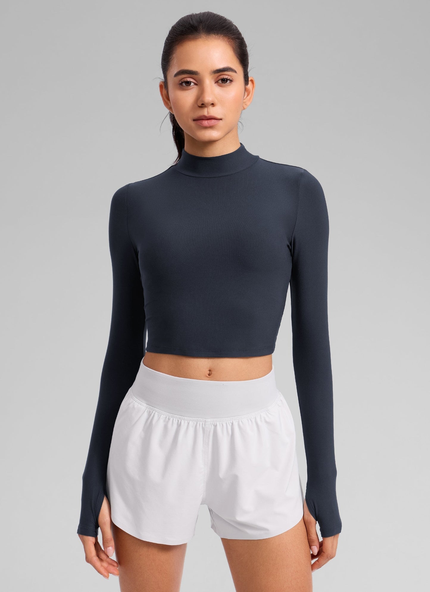 Cloudweight Mock Neck Crop Long Sleeve